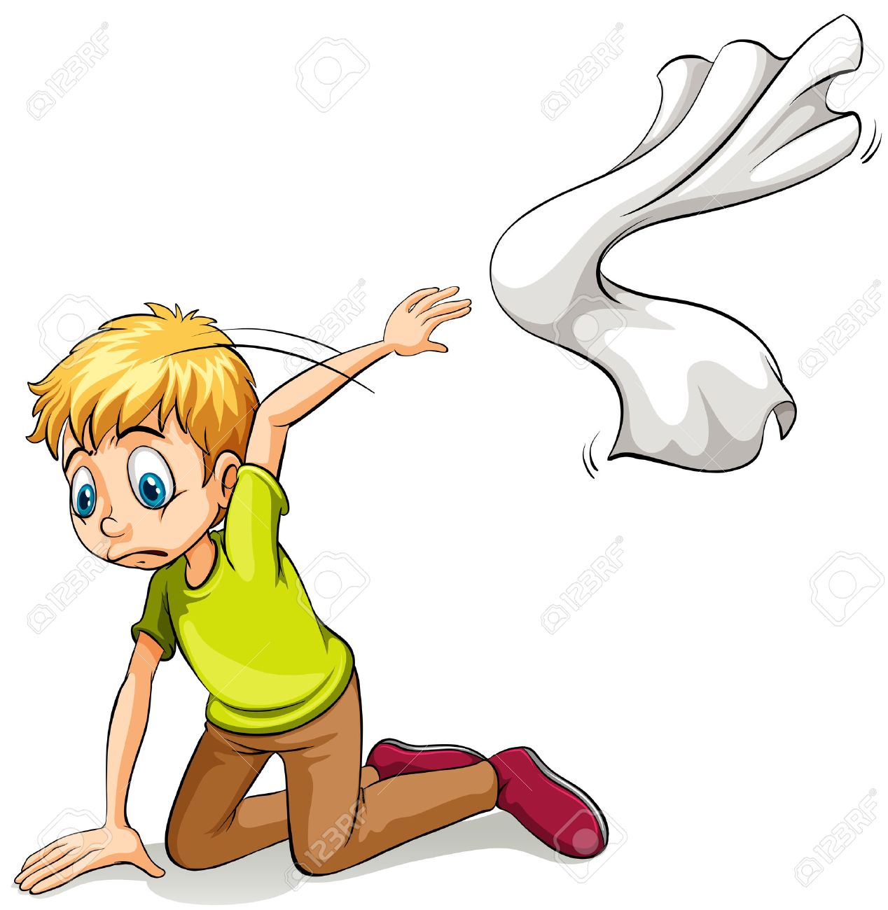 白い背景の上にタオルを投げる人のイラスト素材 ベクタ Image 白い背景の上にタオルを投げる人のイラスト素材 ベクタ Image