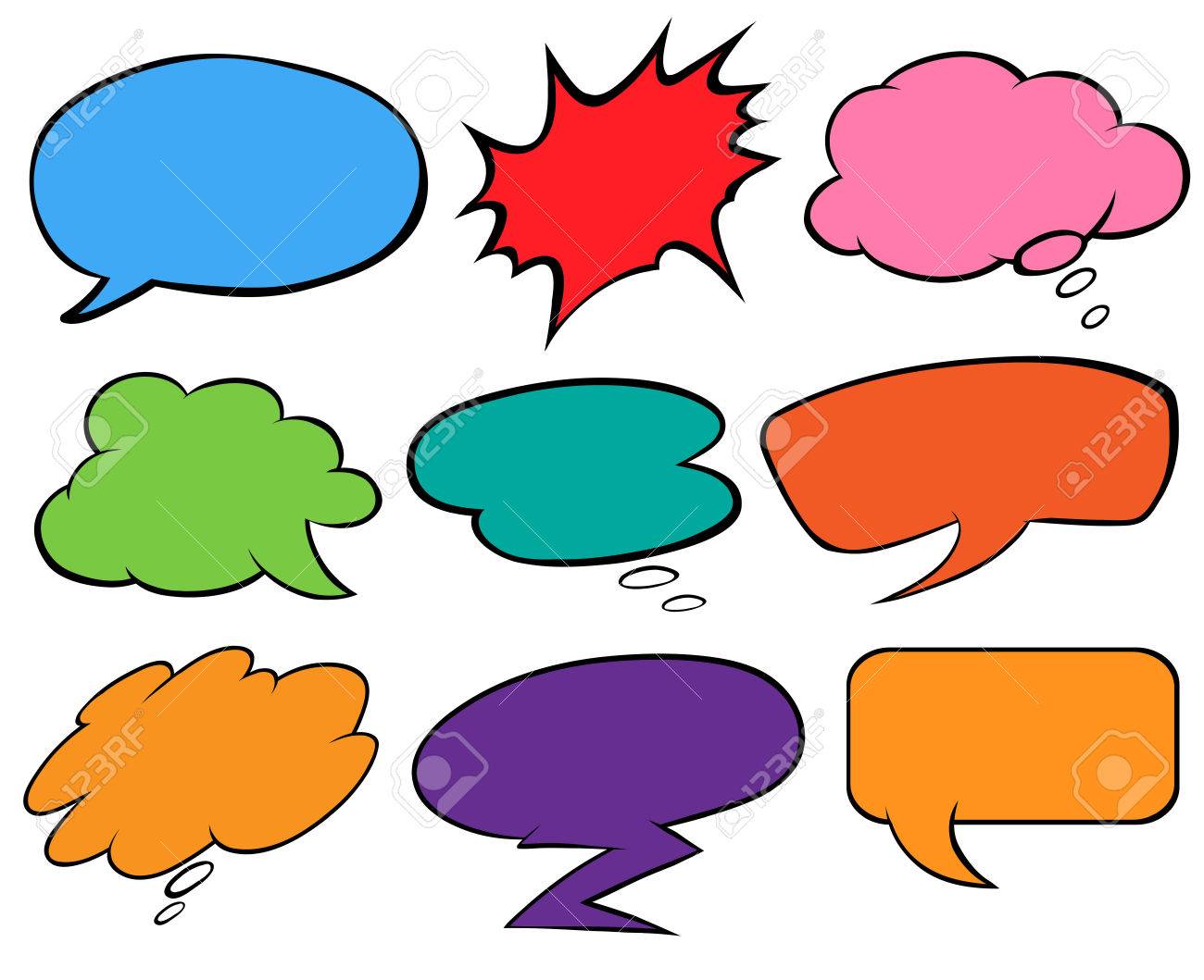 白い背景の上に空の吹き出しテンプレートのグループのイラスト素材 ベクタ Image