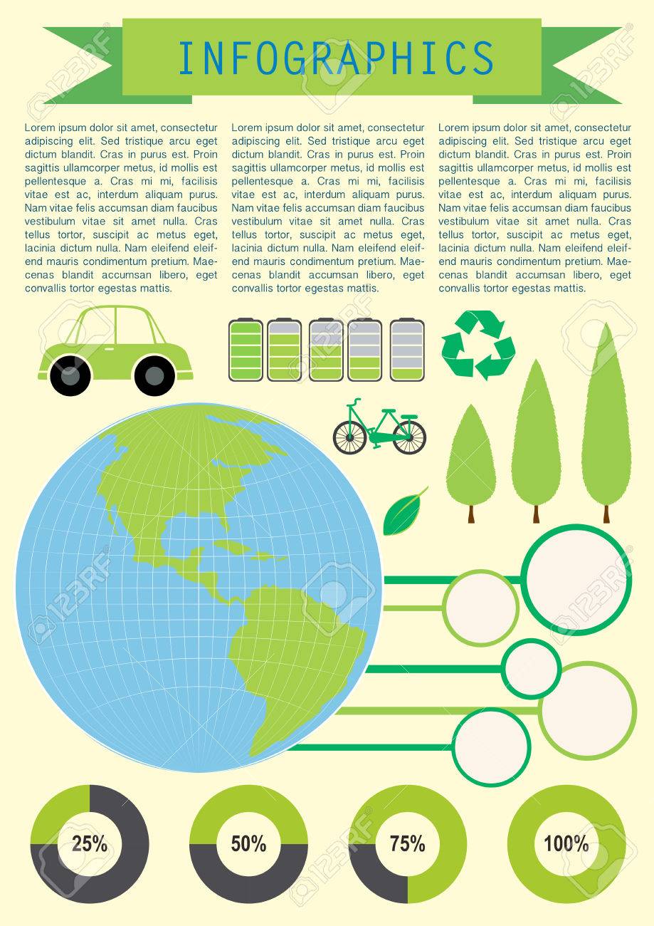 infochart showing the planet earth with circular graphs royalty free planet info chart