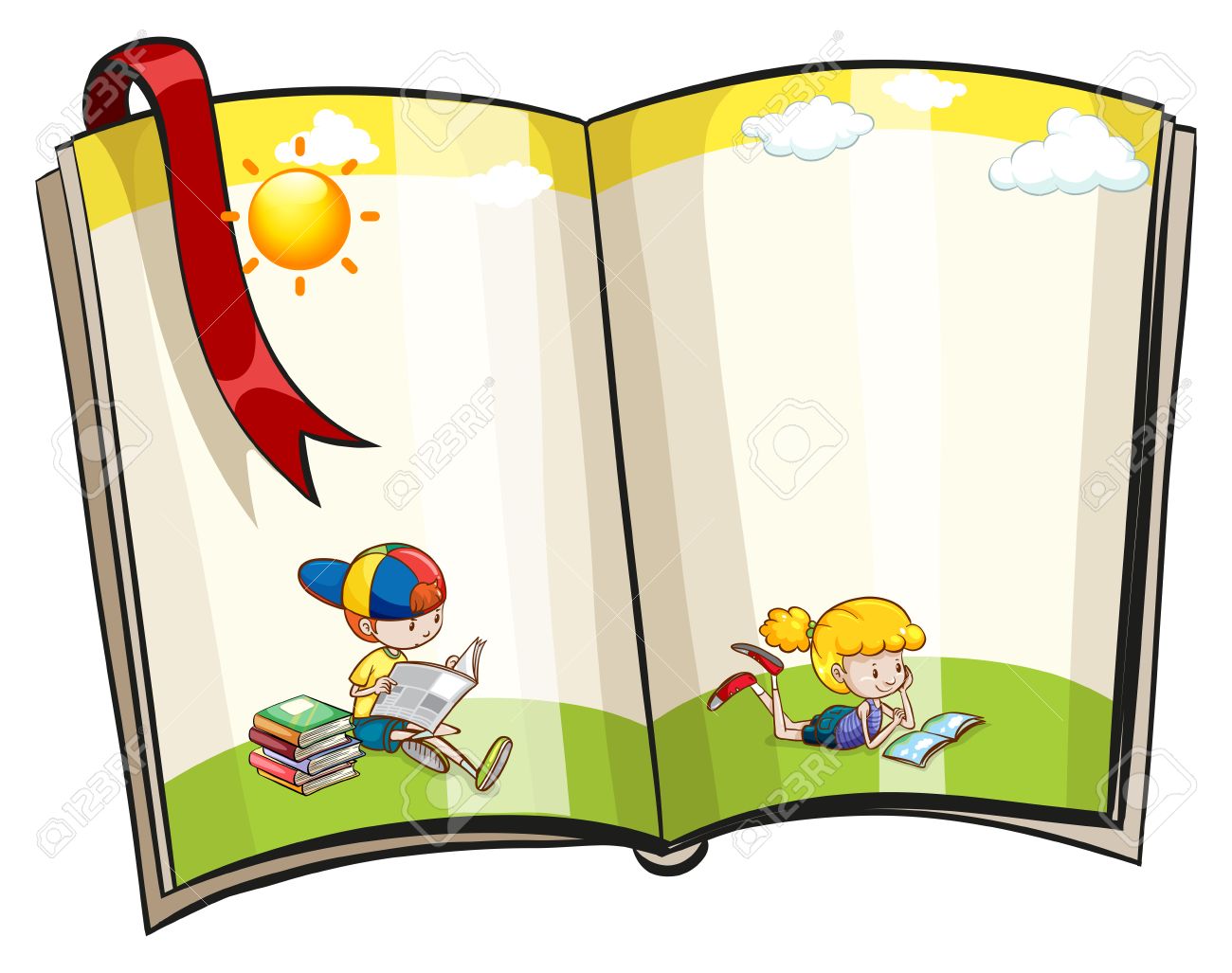 an open book with children reading theme design open book animated