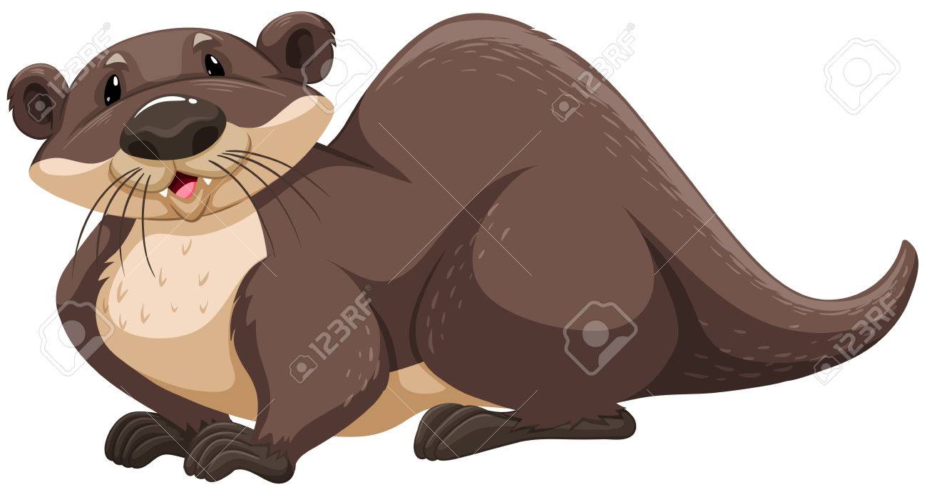 白い背景の上に座って茶色のカワウソ のイラスト素材 ベクタ Image