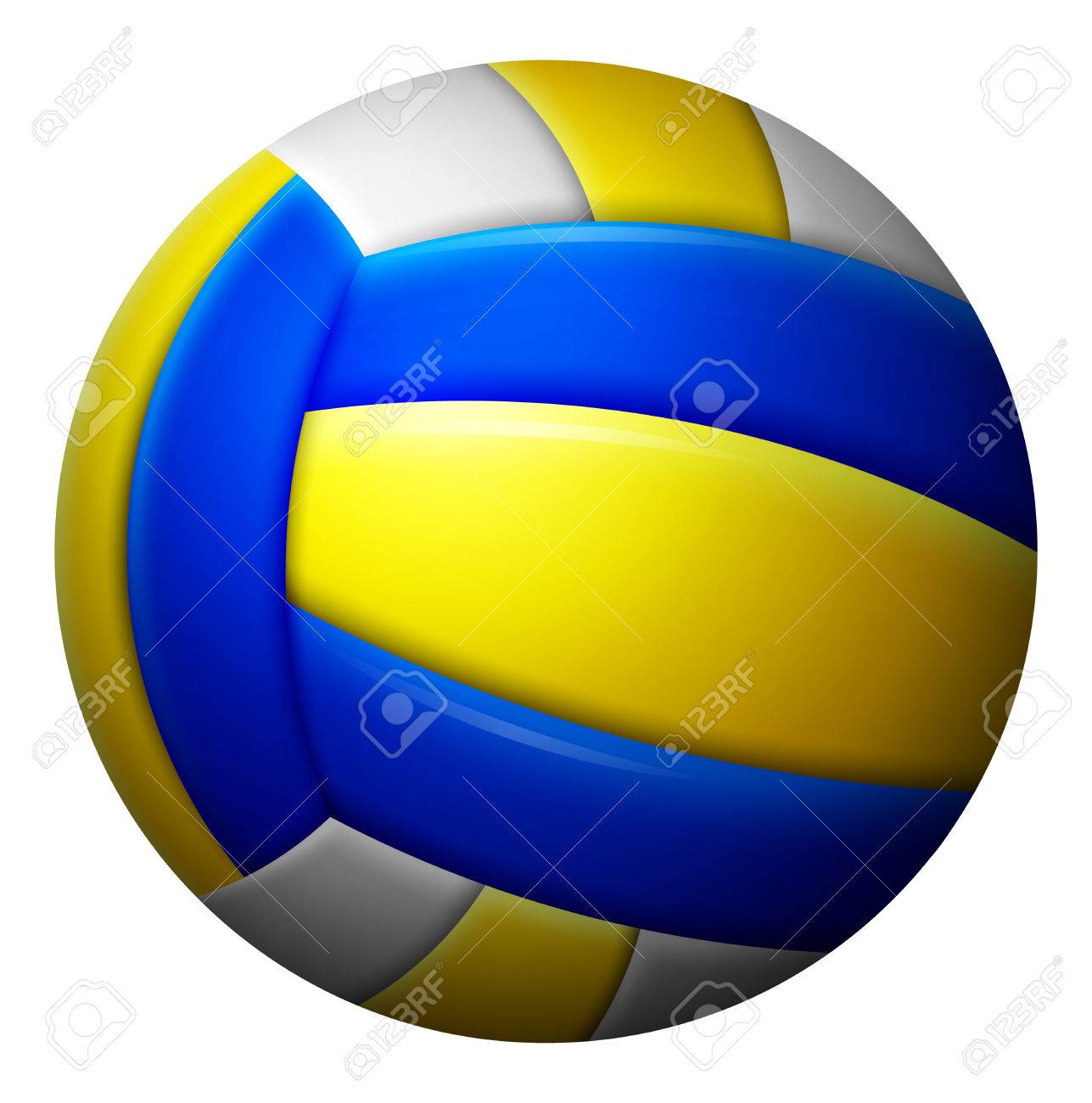 白地に青と黄色の色バレーボールのイラスト素材 ベクタ Image