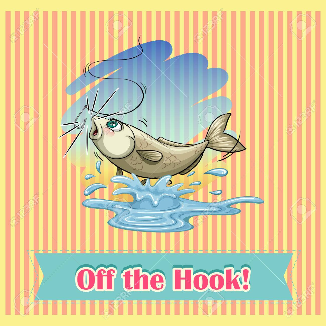 魚釣りフック イラストからリリースのイラスト素材 ベクタ Image