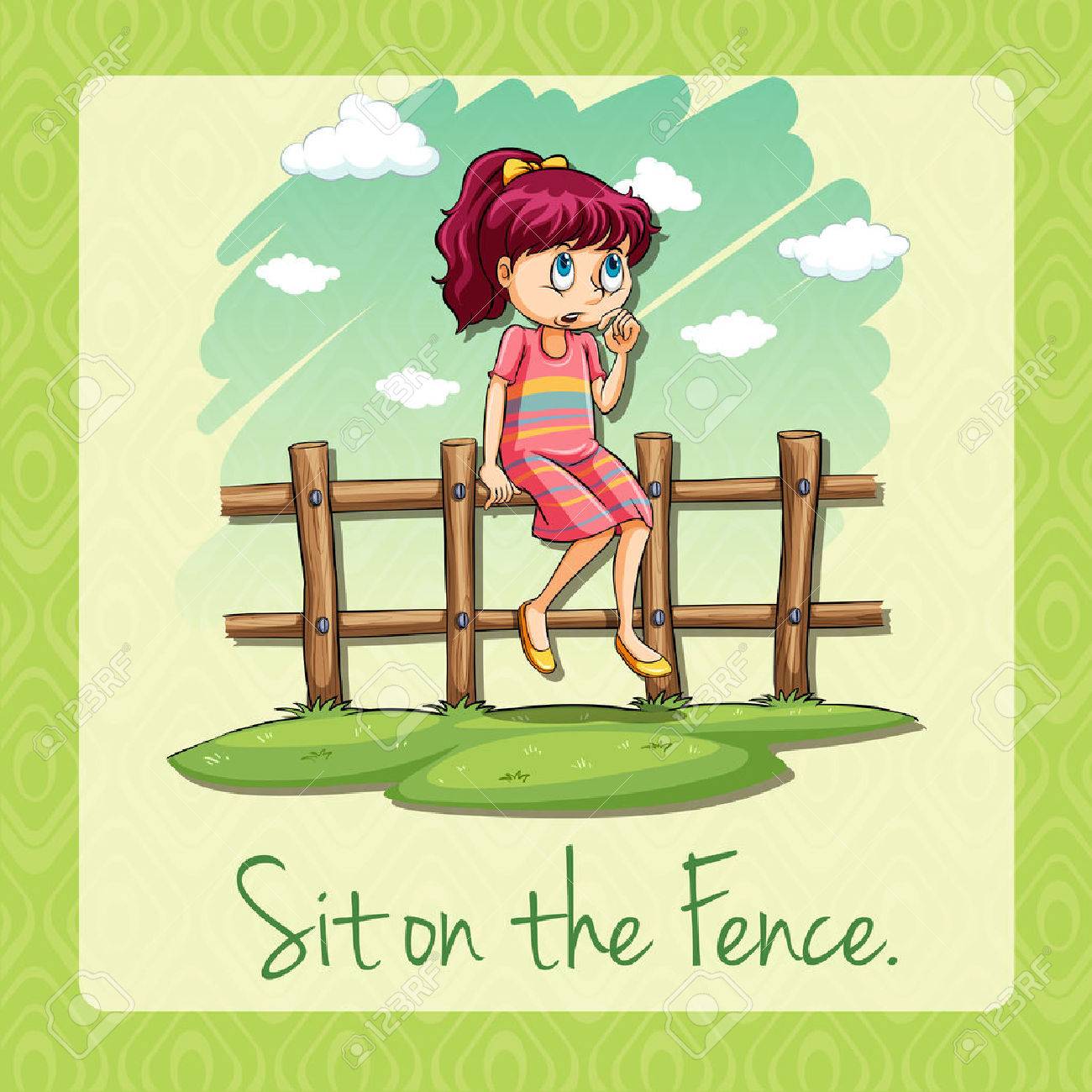 フェンスのイラストを言って座るのイラスト素材 ベクタ Image