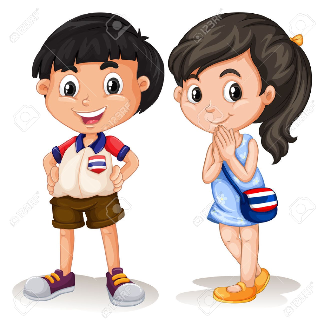 Thai Boy And Girl Smiling Illustration Royalty Free Cliparts Vectors And Stock Illustration Image