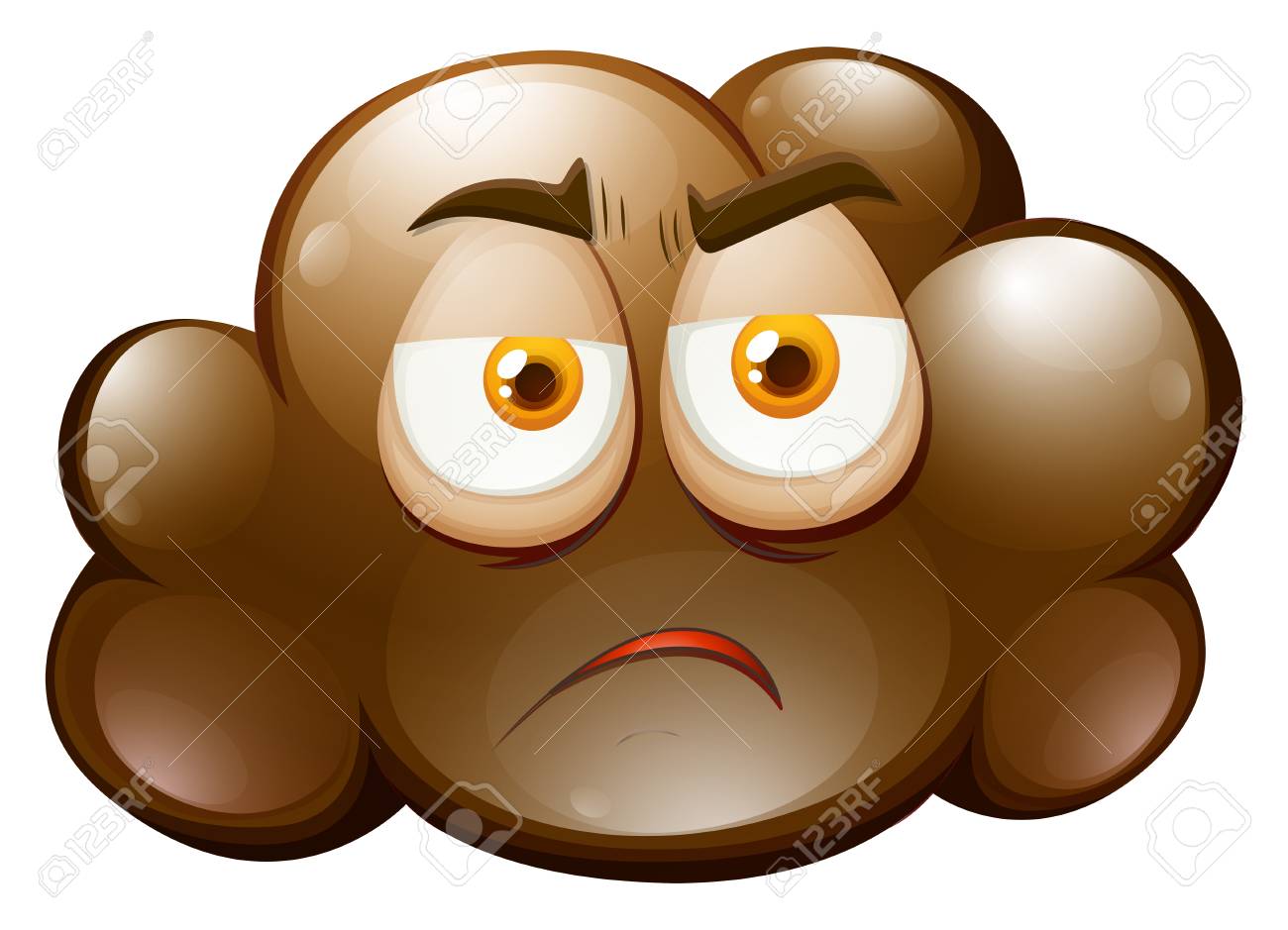 茶色の悲しい顔イラストとクラウド のイラスト素材 ベクタ Image