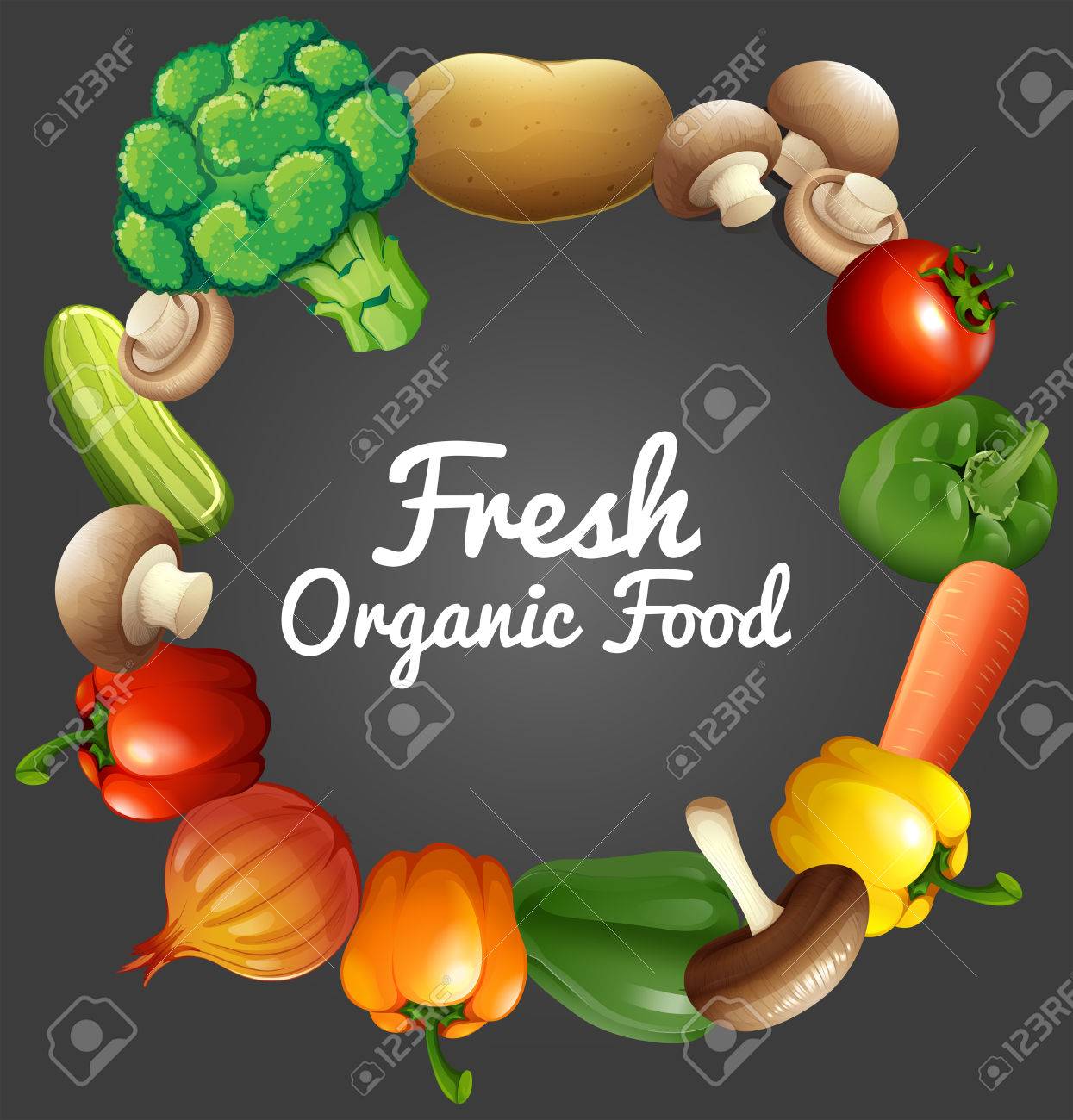 有機野菜のイラストがポスター デザイン のイラスト素材 ベクタ Image