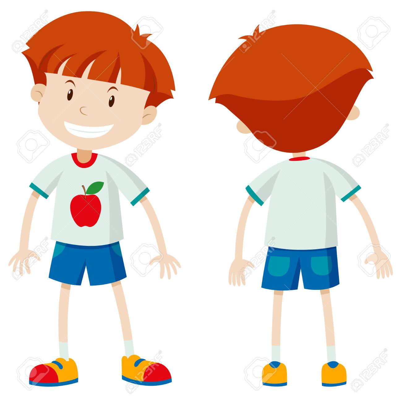 front and back view of a boy illustration royalty free cliparts