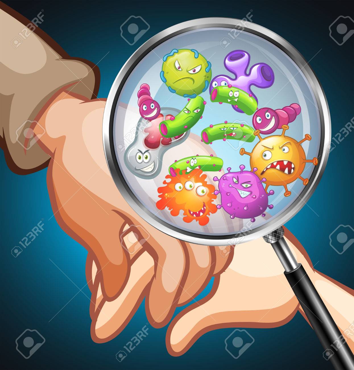 人間の手のイラストを細菌のイラスト素材 ベクタ Image