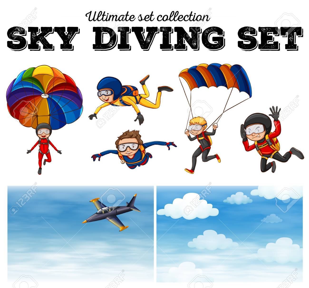 People Doing Sky Diving Illustration Royalty Free Cliparts Vectors And Stock Illustration Image