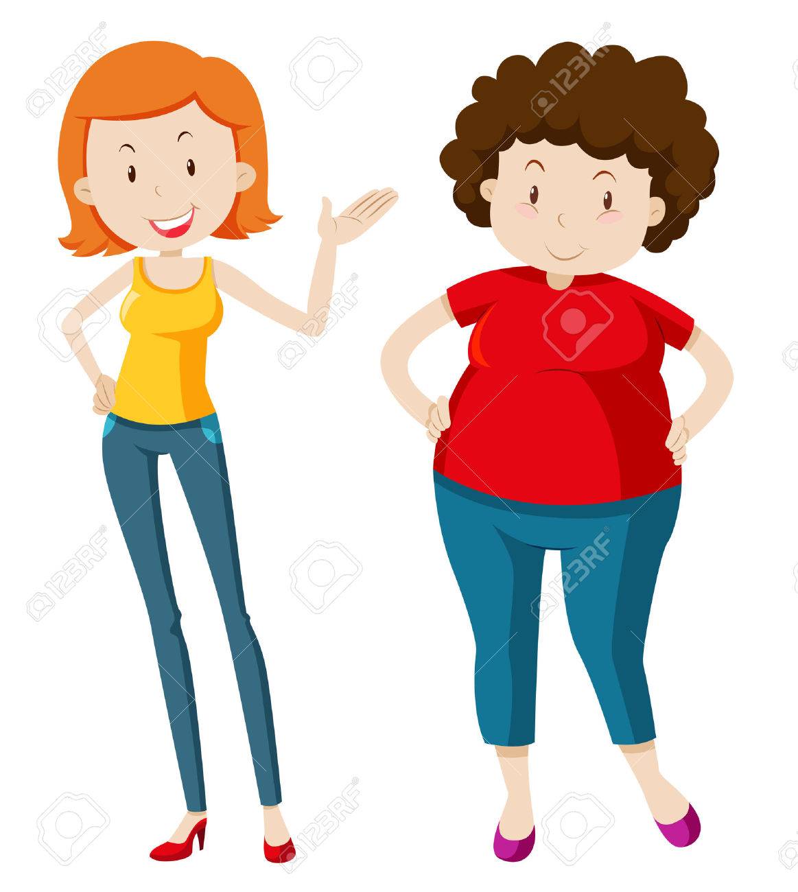 Slim Woman And Chubby Woman Illustration Stock Vector 48902150 Slim Woman And Chubby Woman Illustration Stock Vector 48902150