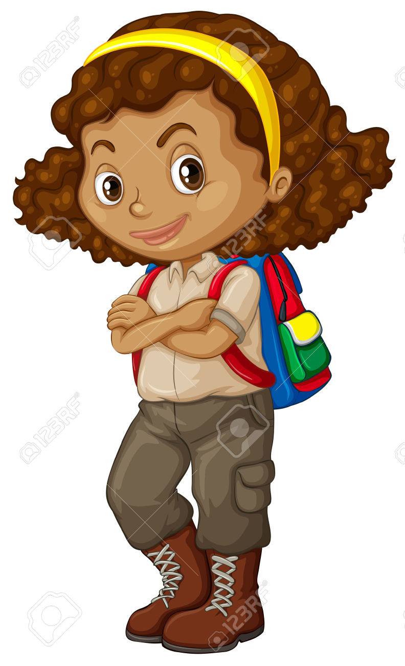 african american little girl backpacks