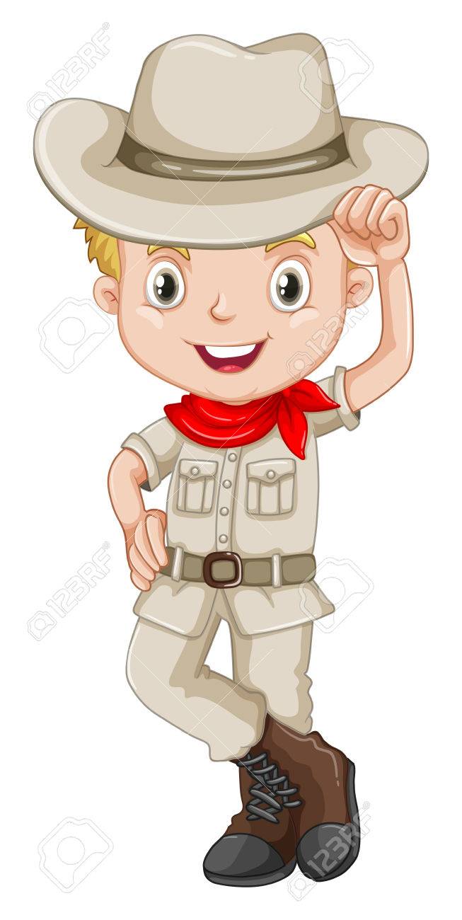 イラストをニコニコ キャンプの服装の少年のイラスト素材 ベクタ Image イラストをニコニコ キャンプの服装の少年のイラスト素材 ベクタ Image