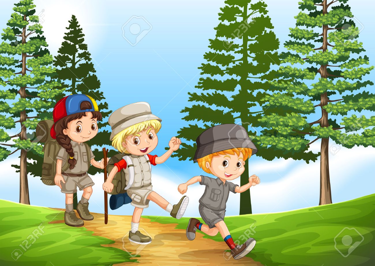 Grupo De Niños De Excursión En El Parque De La Ilustración Ilustraciones Vectoriales, Clip Art Vectorizado Libre De Derechos. Image 49650817.