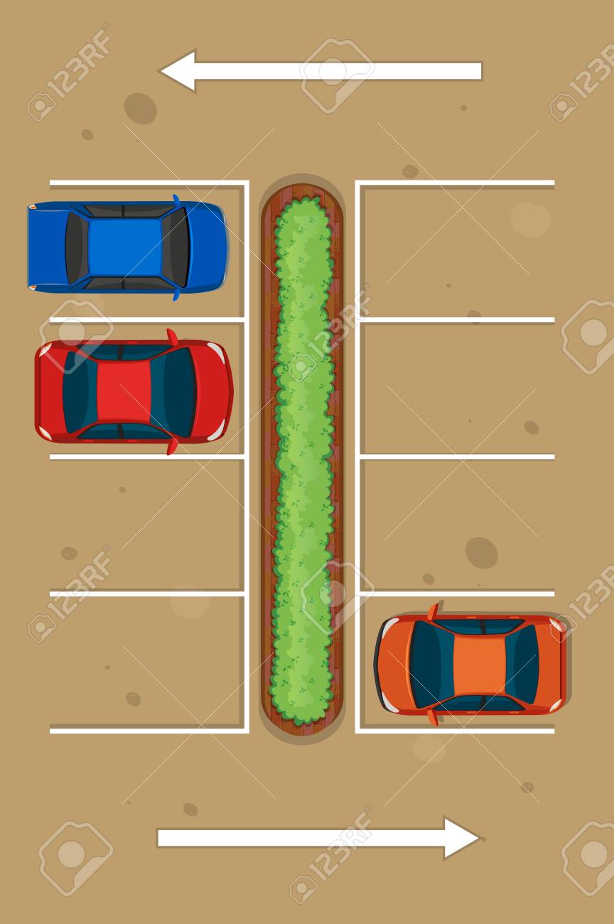 車 3 台駐車場図の駐車場の平面図のイラスト素材 ベクタ Image