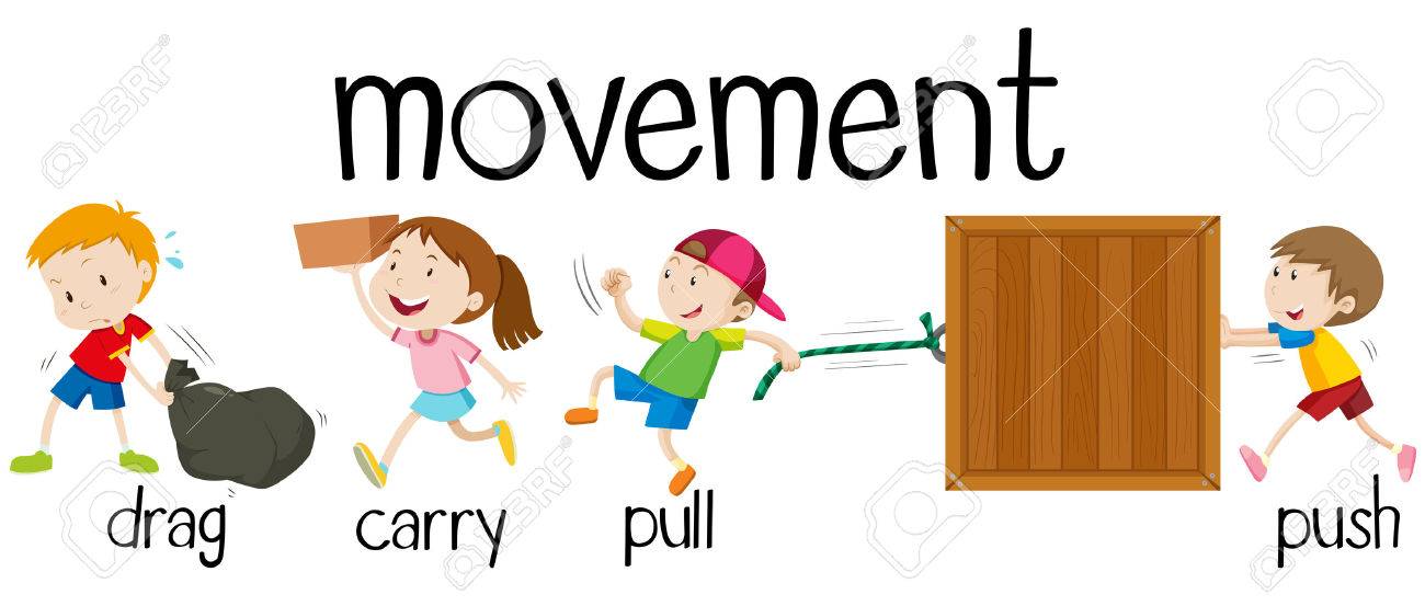 children in four movements illustration royalty free cliparts