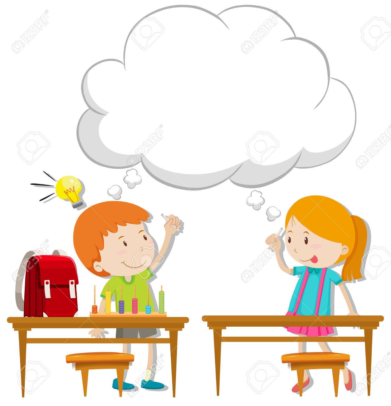 Jungen Und Madchen Mit Dem Denken Blase Illustration Lizenzfrei Nutzbare Vektorgrafiken Clip Arts Illustrationen Image 52039408