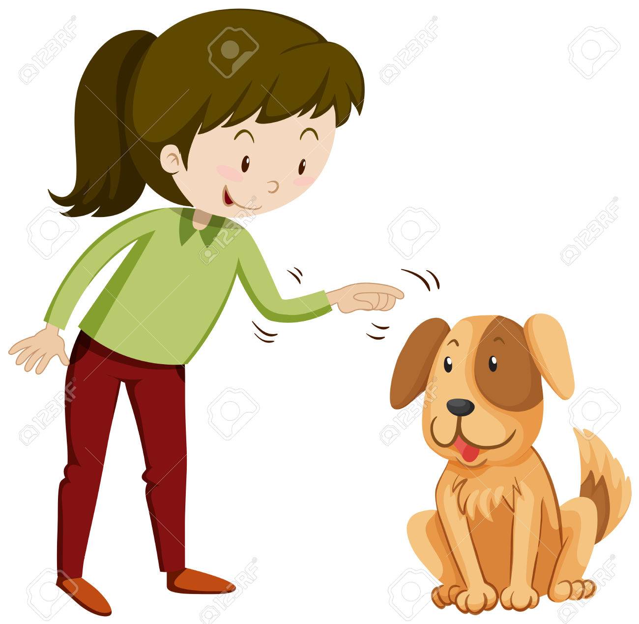 Niña Y Perrito Con La Cara Feliz Ilustración Ilustraciones Vectoriales, Clip Art Vectorizado Libre De Derechos. Image 53057904.