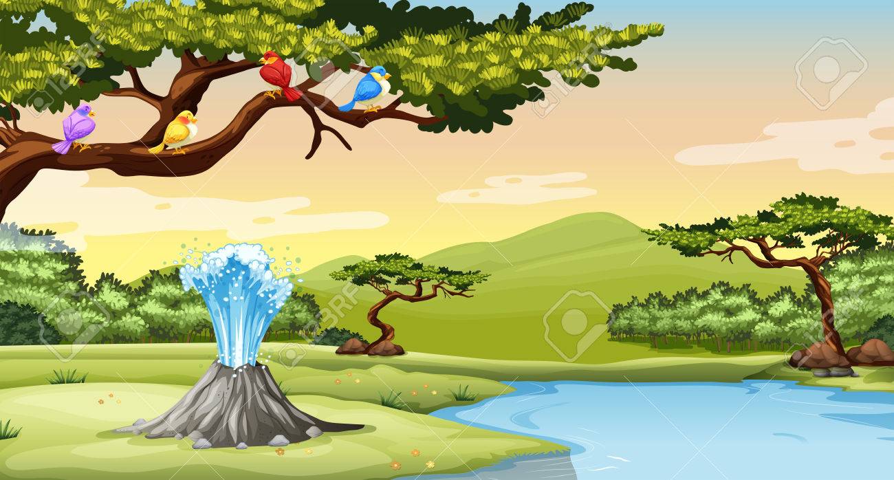 Hot Spring By The River Illustration Royalty Free SVG, Cliparts, Vectors,  And Stock Illustration. Image 53197061.