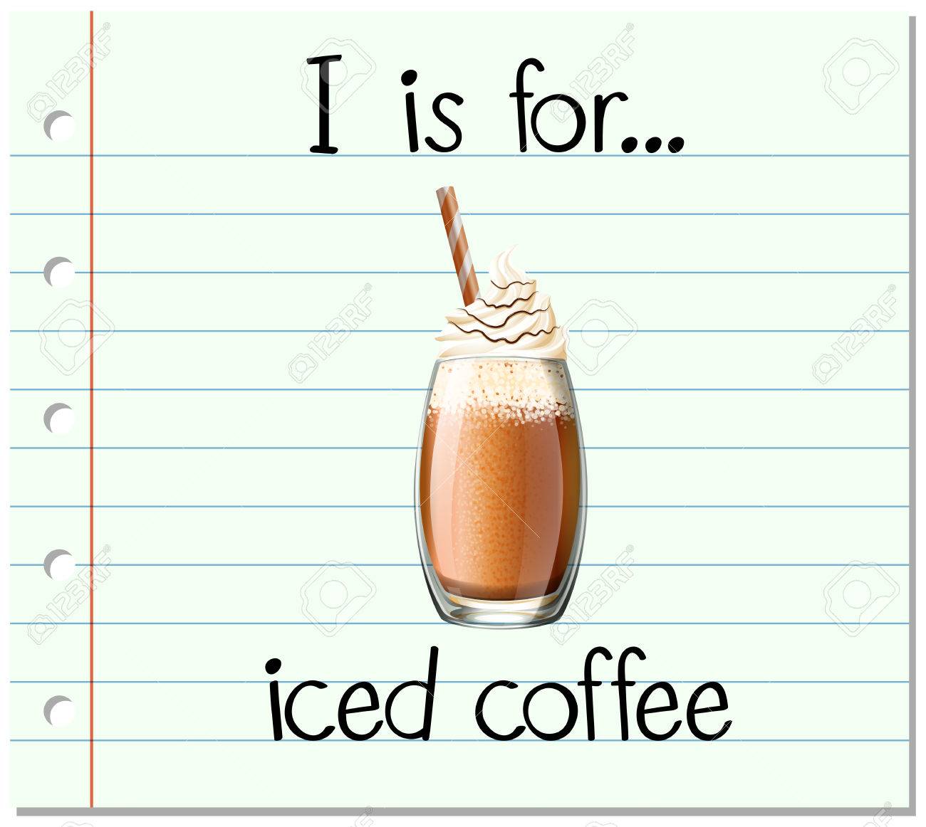 Flashcard Alphabet I Is For Iced Coffee Illustration Stock Vector Flashcard Alphabet I Is For Iced Coffee Illustration Stock Vector