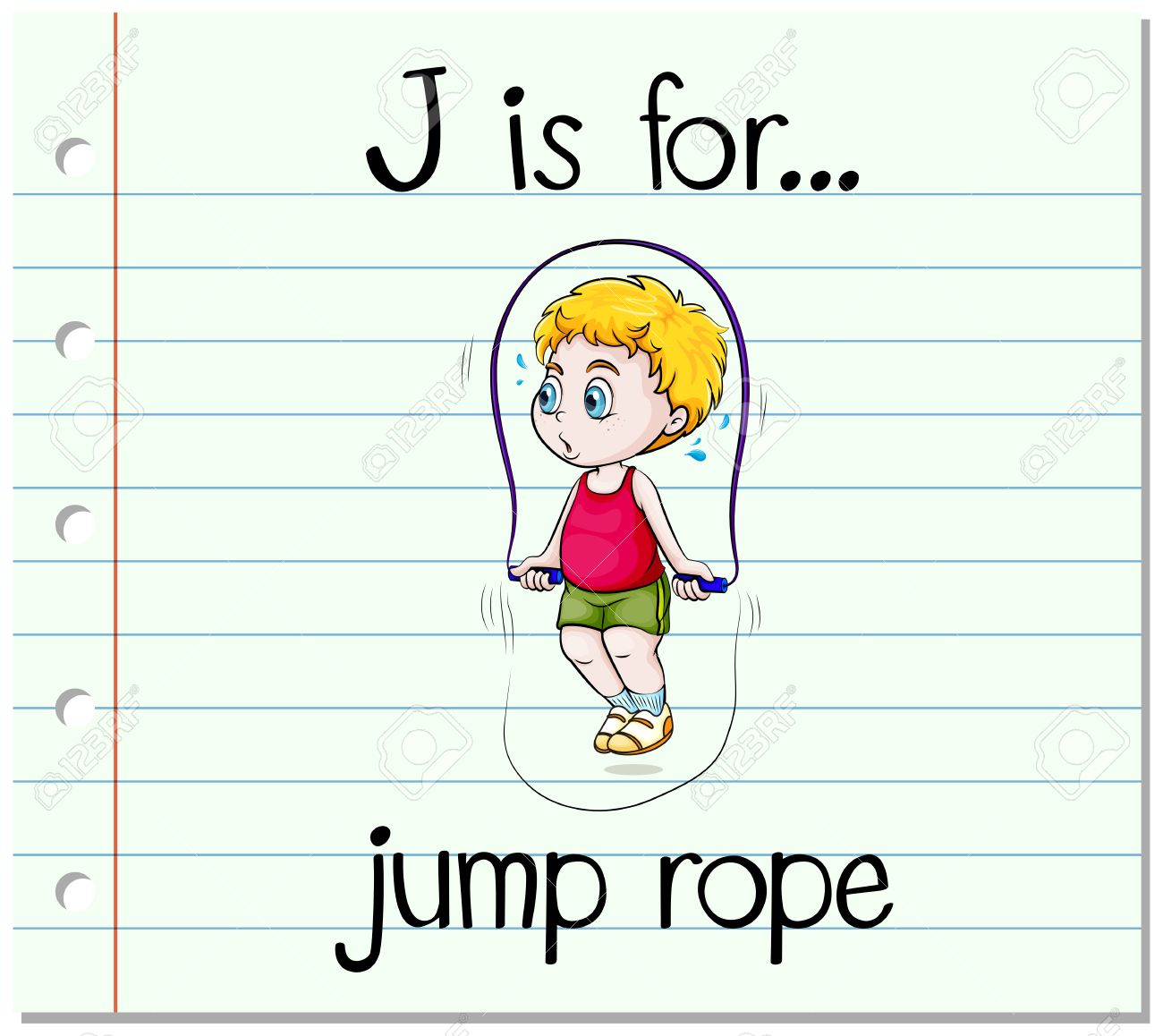 フラッシュ カードの手紙 J は 縄跳びイラストのイラスト素材 ベクタ Image フラッシュ カードの手紙 J は 縄跳びイラストのイラスト素材 ベクタ Image