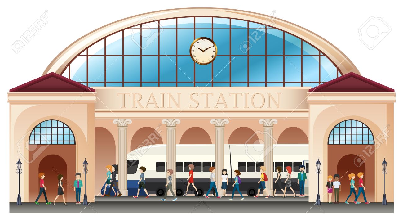 People At Train Station Illustration Royalty Free Cliparts Vectors And Stock Illustration Image