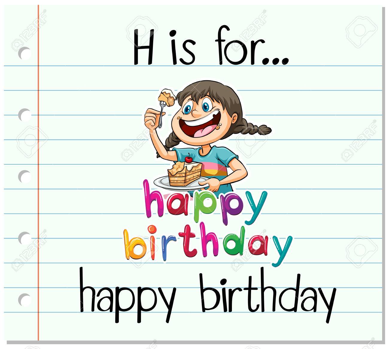 お誕生日おめでとうイラスト フラッシュ カードの文字 Hのイラスト素材 ベクタ Image