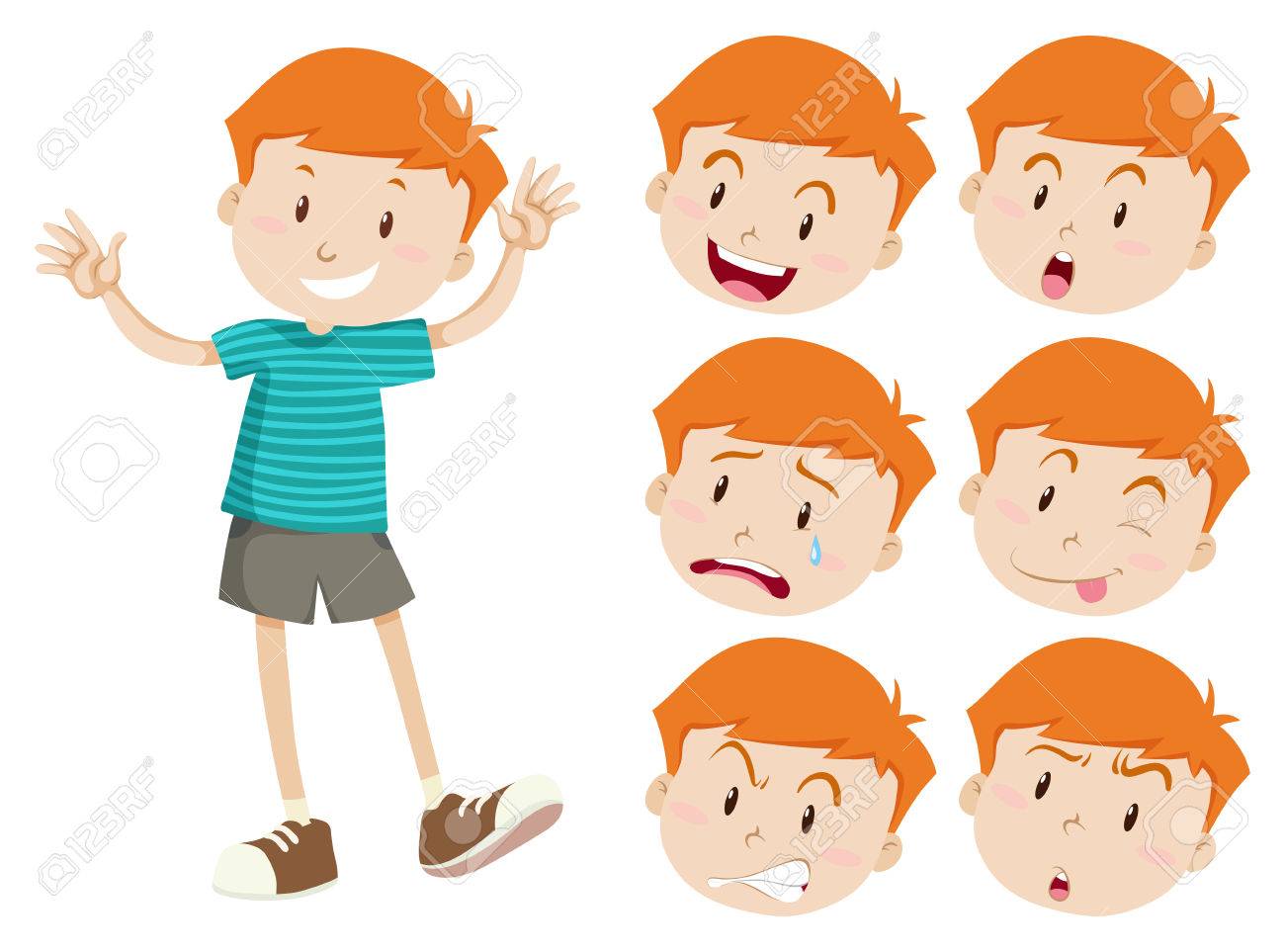 六つの表情のイラストがかわいい男の子のイラスト素材 ベクタ Image 六つの表情のイラストがかわいい男の子のイラスト素材 ベクタ Image