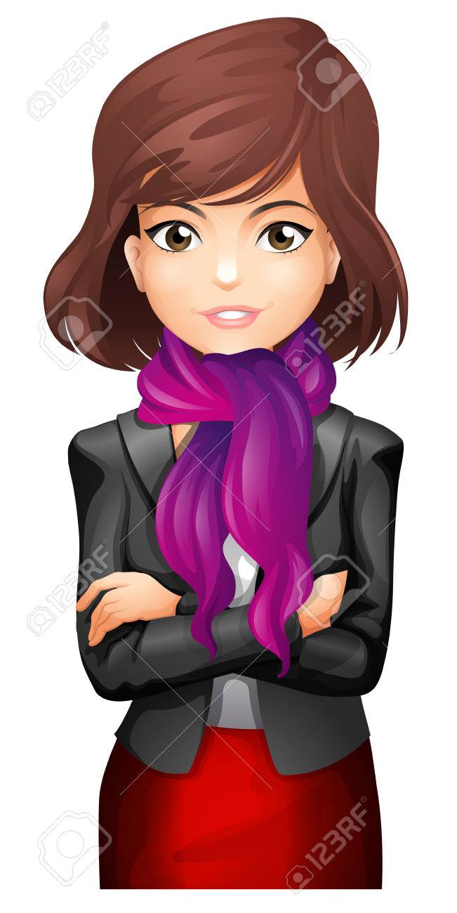 紫のスカーフ イラスト女性 のイラスト素材 ベクタ Image