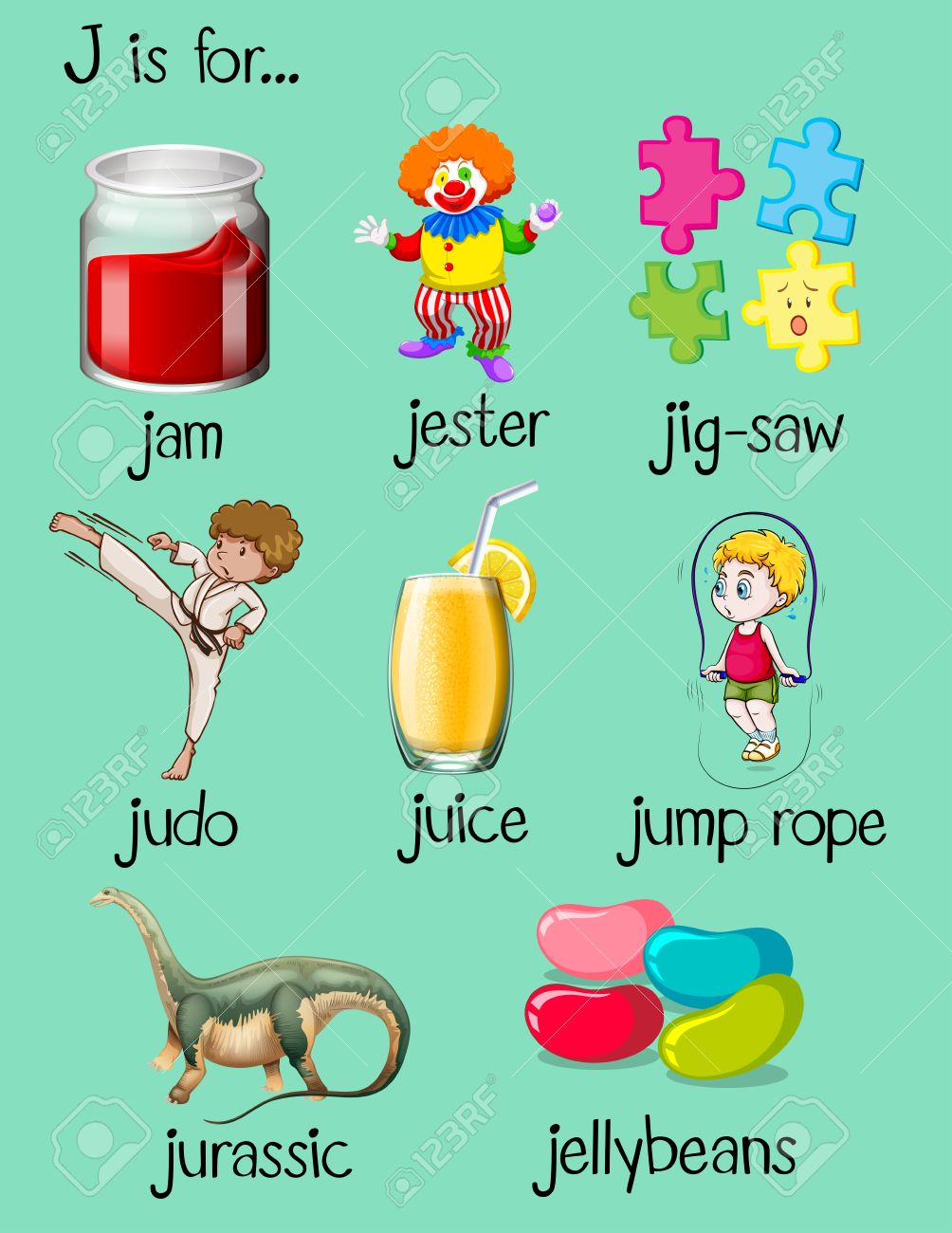 Different Words Begin With Letter J Illustration Royalty Free Different Words Begin With Letter J Illustration Royalty Free