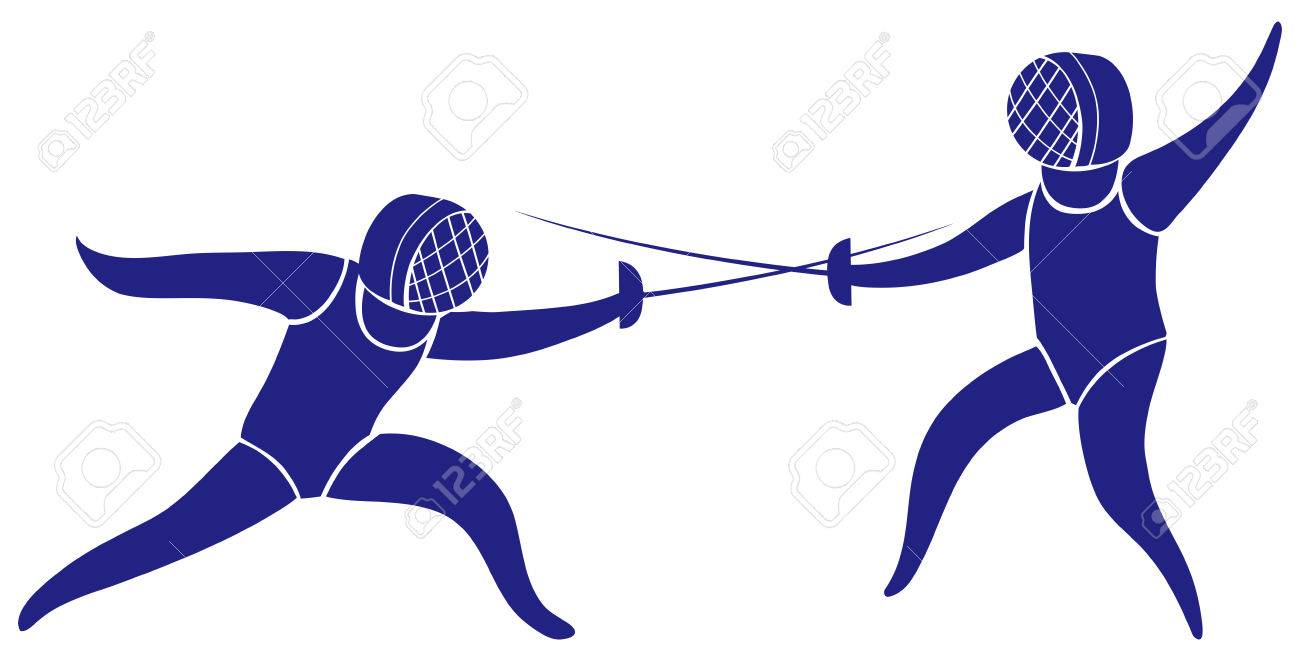 Sport Icon With People Doing Fencing Illustration Royalty Free SVG,  Cliparts, Vectors, and Stock Illustration. Image 57603093., image size:1300x661