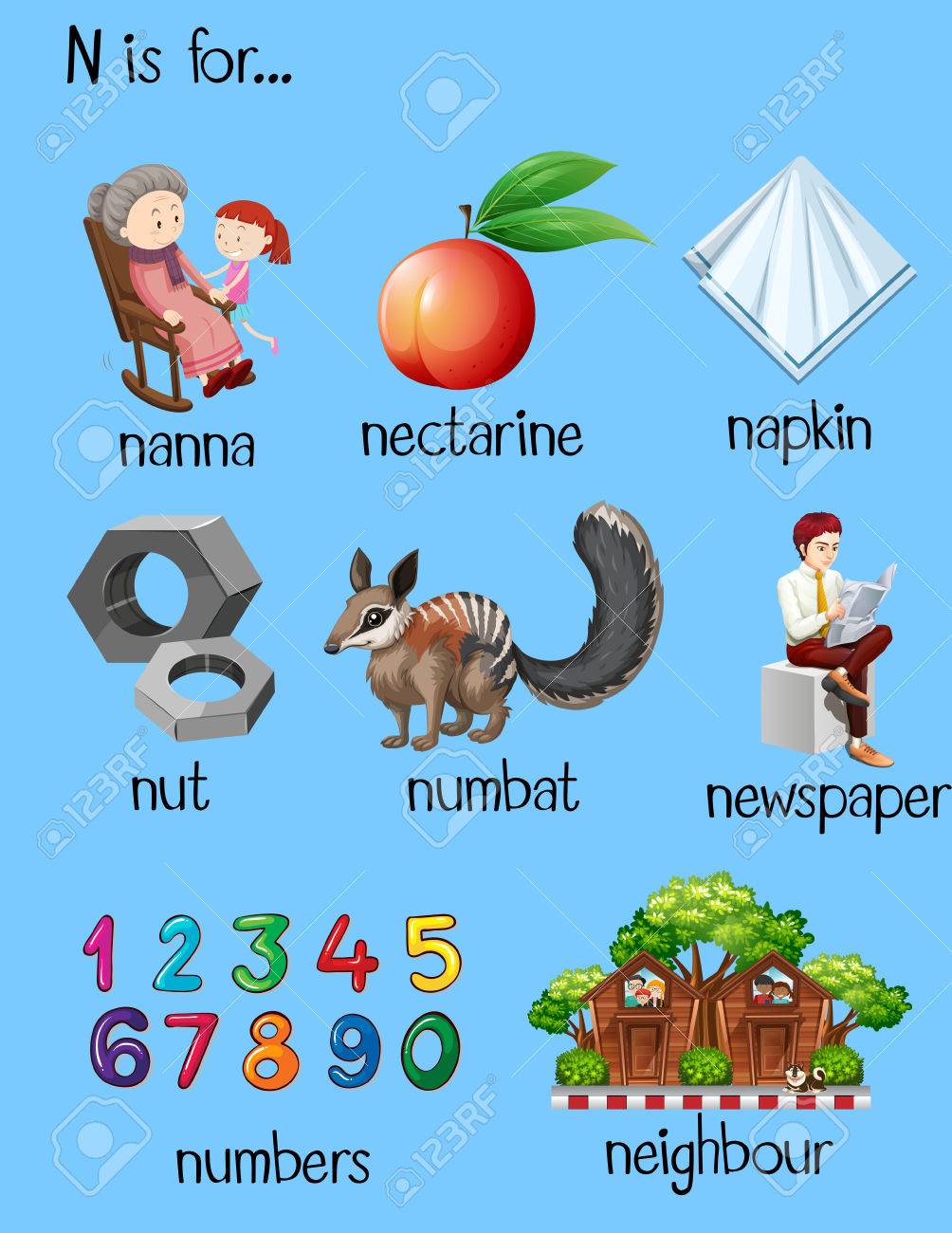 Different words for letter N illustration - 59887613 Different words for letter N illustration - 59887613