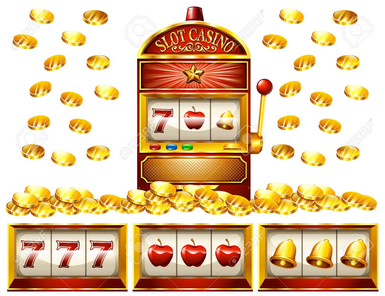 Slot Machine And Golden Coins Illustration Royalty Free Cliparts Vectors And Stock Illustration Image