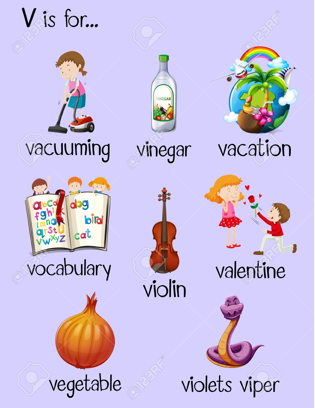 Viele Worter Beginnen Mit Dem Buchstaben V Illustration Lizenzfrei Nutzbare Vektorgrafiken Clip Arts Illustrationen Image 60593110
