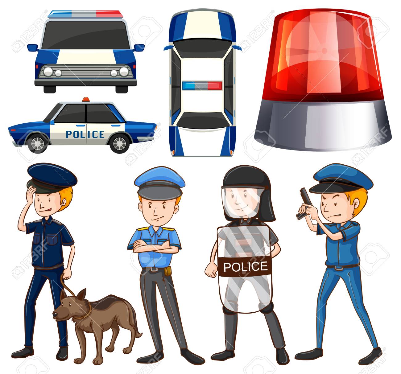 警官と警察の車イラストのイラスト素材 ベクタ Image 警官と警察の車イラストのイラスト素材 ベクタ Image