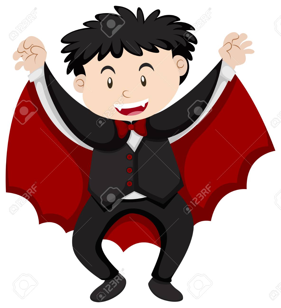子供のハロウィン イラストの吸血鬼の衣装で のイラスト素材 ベクタ Image