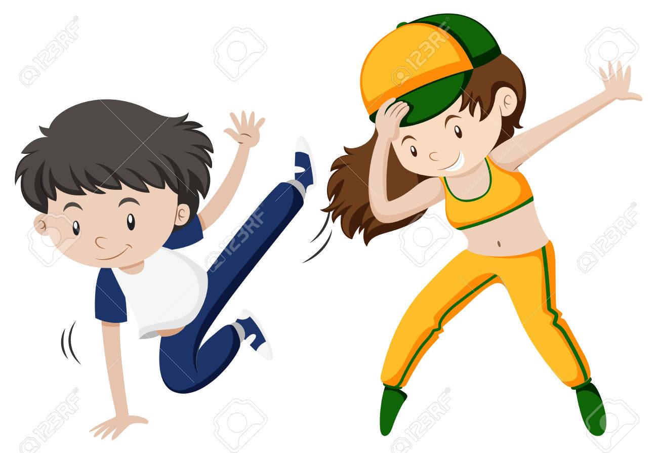 Man And Woman Doing Hiphop Dance Illustration Royalty Free Cliparts Vectors And Stock Illustration Image