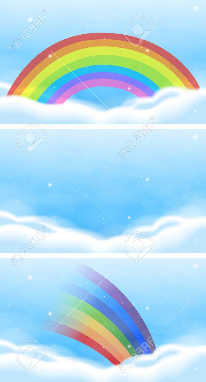 美しい虹イラスト空の風景 のイラスト素材 ベクタ Image
