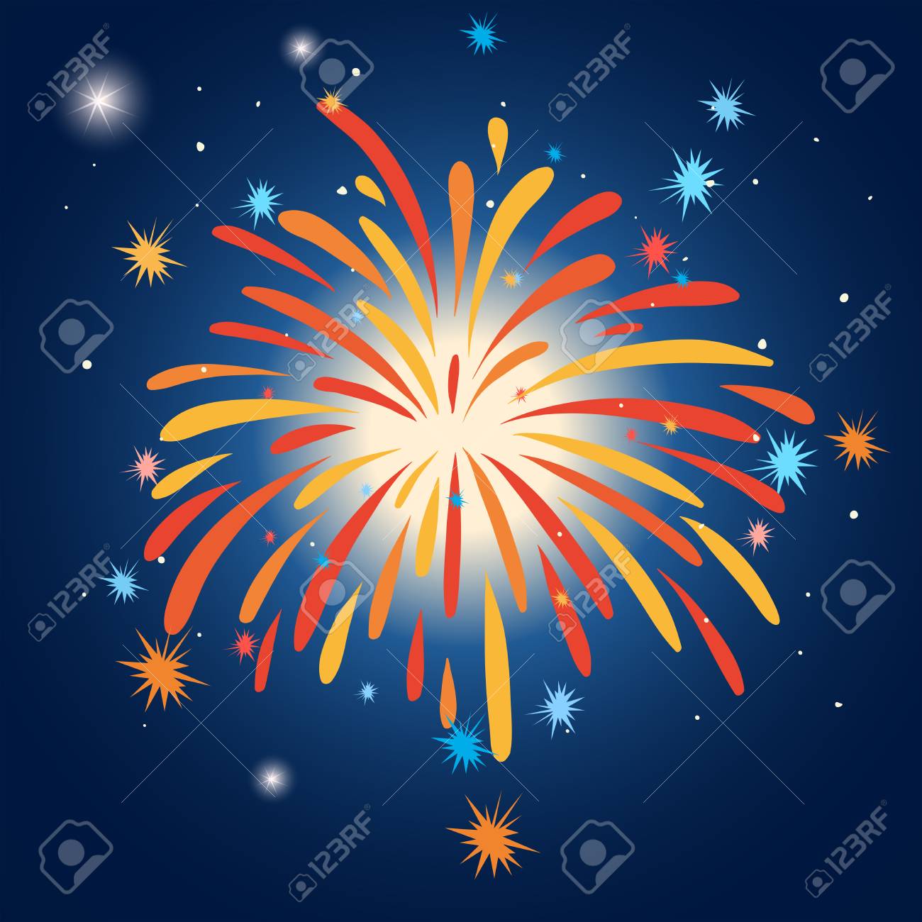 夜の図で空に花火のイラスト素材・ベクター Image 68442732