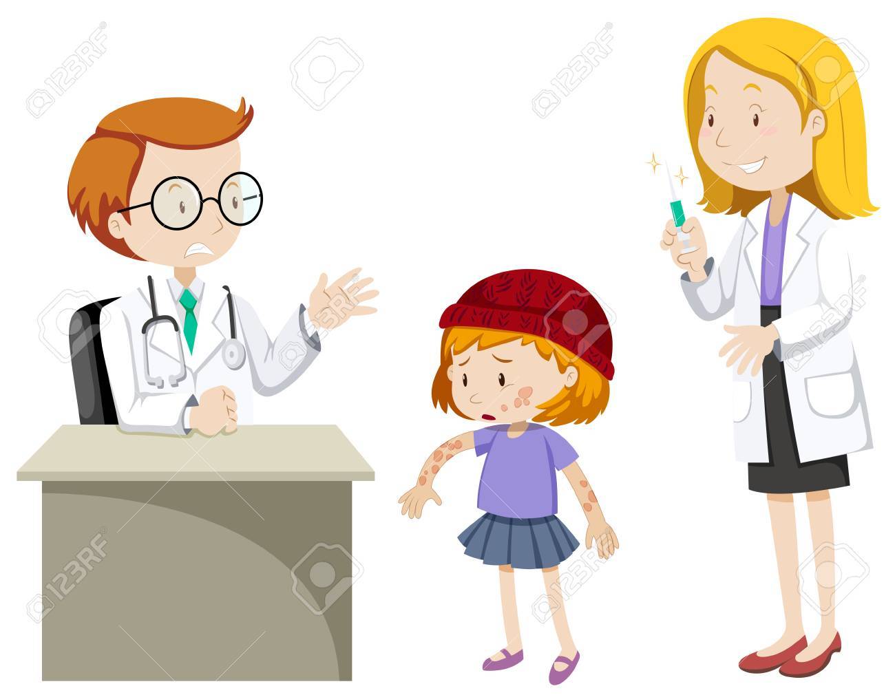 Doctors And Sick Girl At Clinic Illustration Royalty Free SVG, Cliparts,  Vectors, and Stock Illustration. Image 69124891., image size:1300x1010