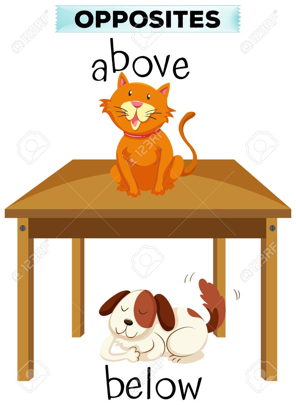 opposite words for above and below illustration royalty free