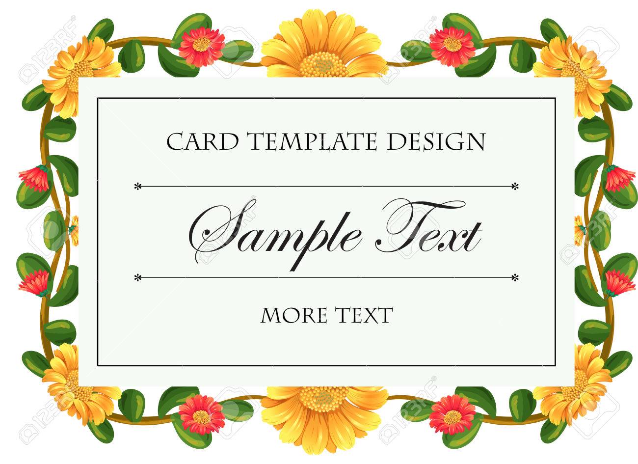 フレーム イラスト周りの花とカード テンプレート のイラスト素材 ベクタ Image