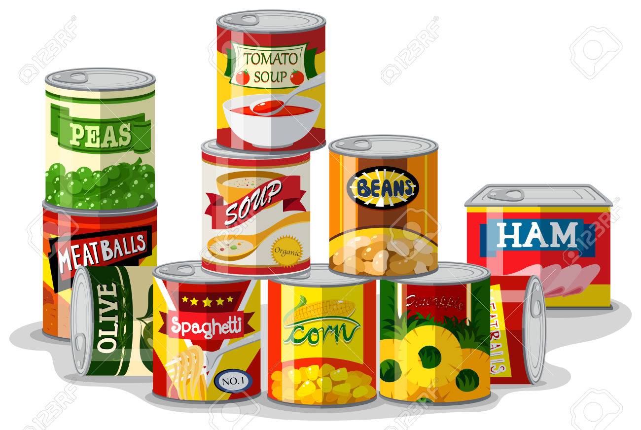 Different types of canned food illustration - 74311508 Different types of canned food illustration - 74311508