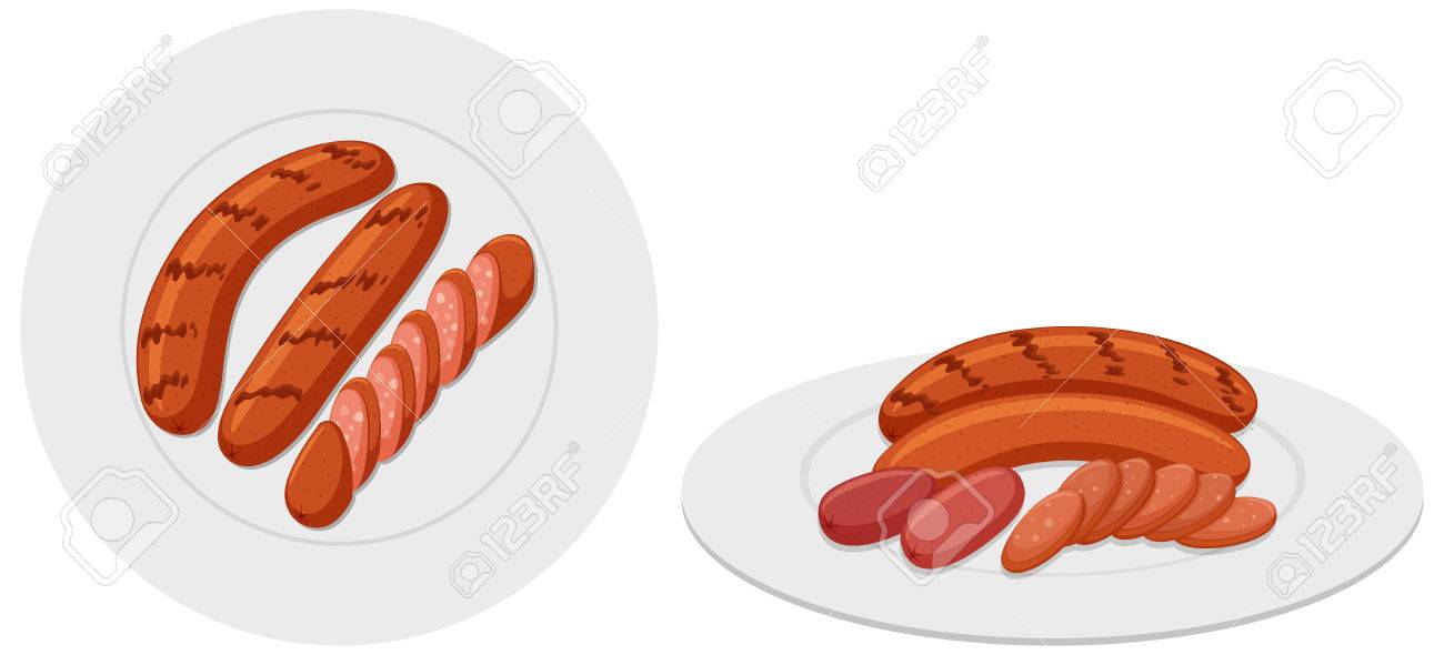 Download Two Plates Of Grilled Sausages Illustration Royalty Free Cliparts Vectors And Stock Illustration Image 76425098 Yellowimages Mockups