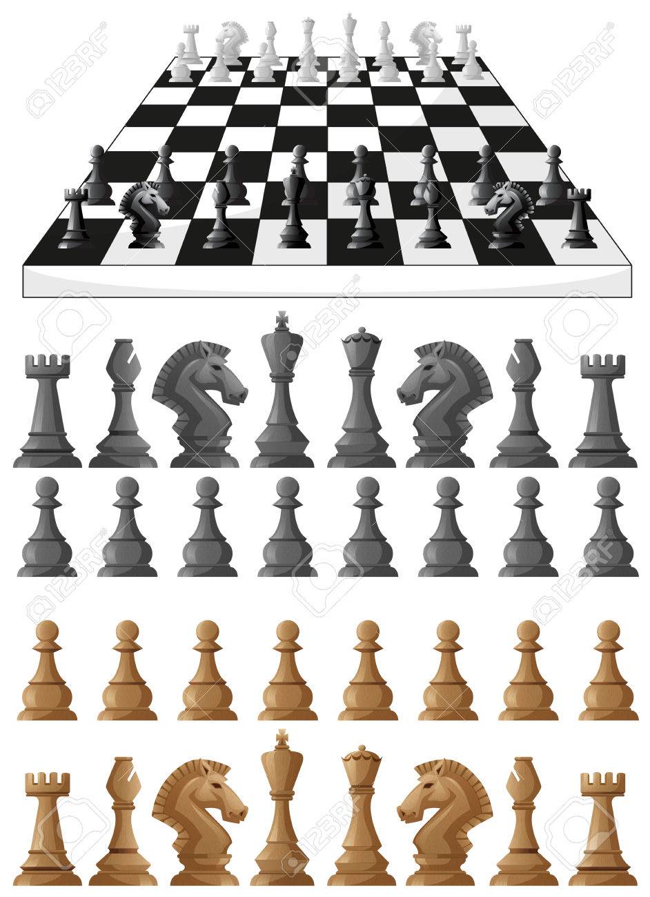 chessboard and different chess