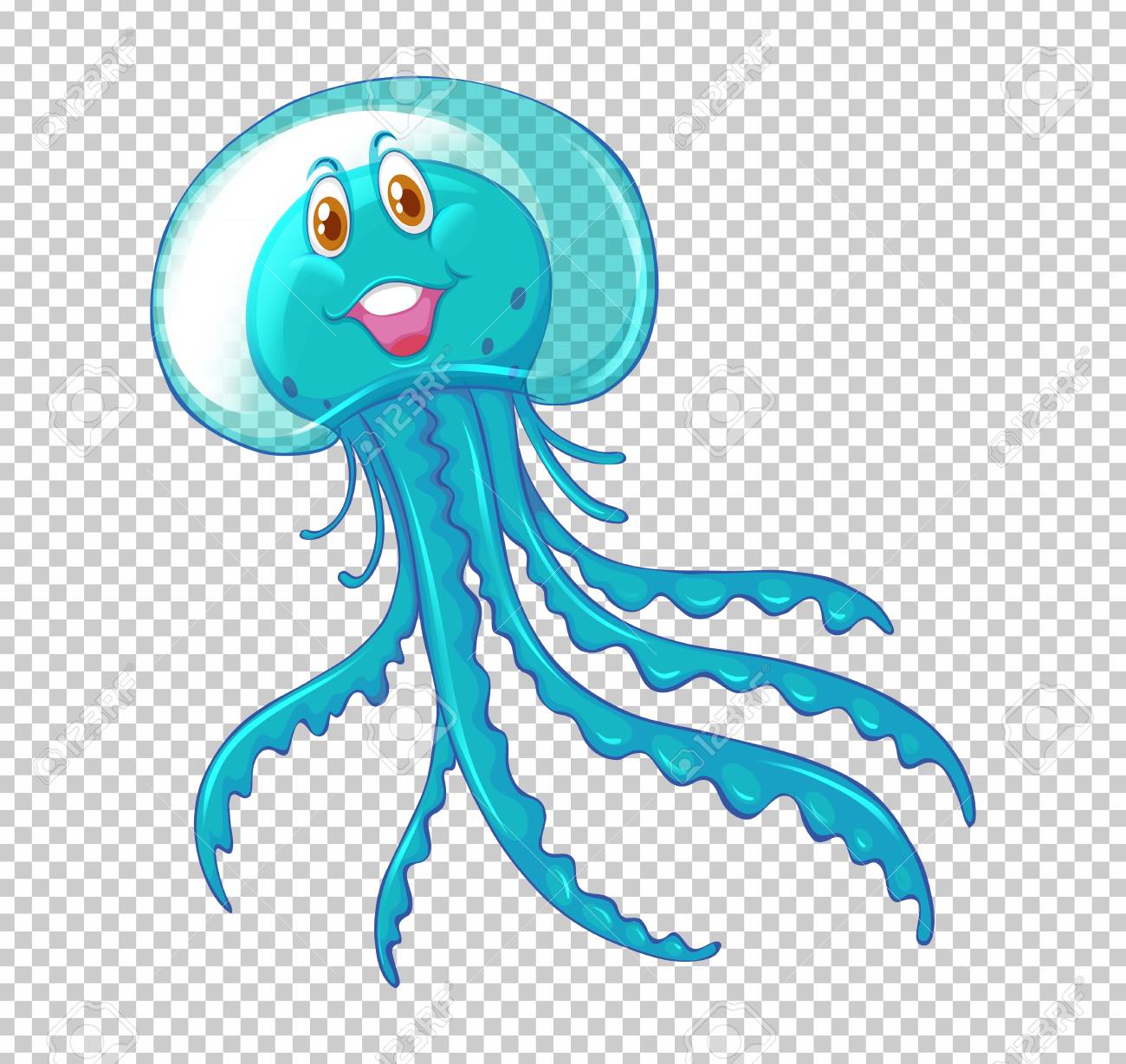 Blue Jellyfish On Transparent Background Illustration Royalty Free Cliparts Vectors And Stock Illustration Image