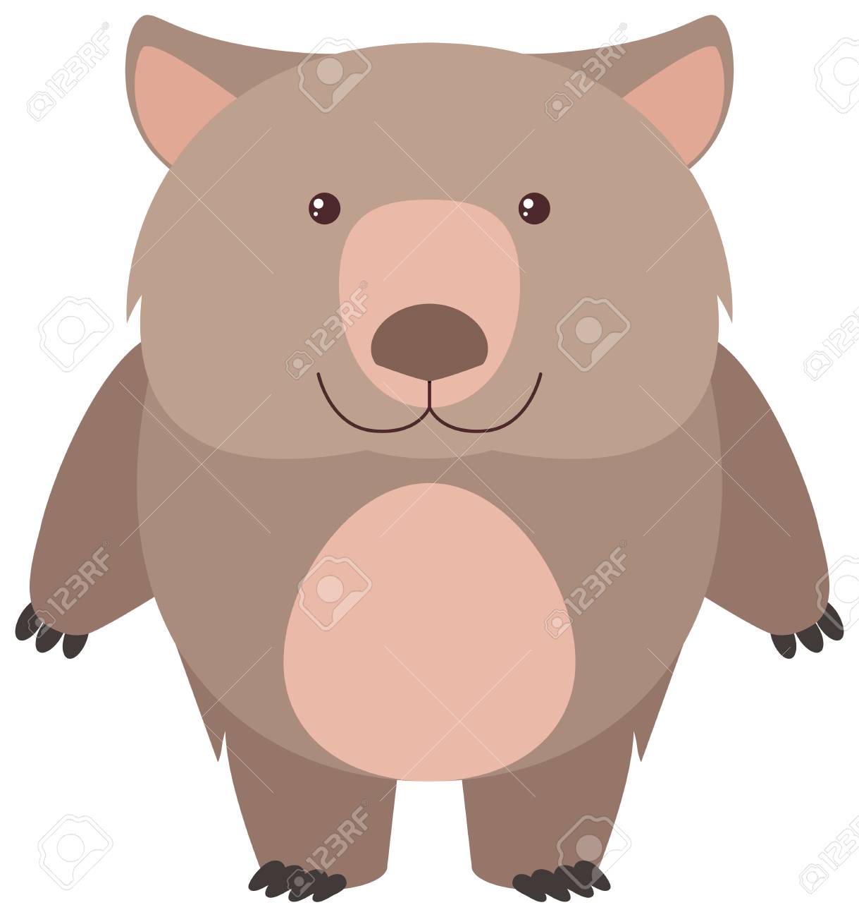 幸せそうな顔のイラストがかわいいウォンバット のイラスト素材 ベクタ Image