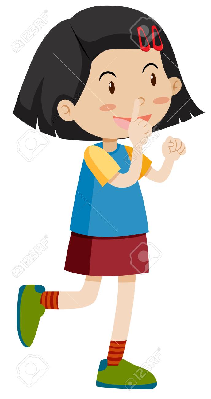 イラストを指差す小さな女の子 のイラスト素材 ベクタ Image