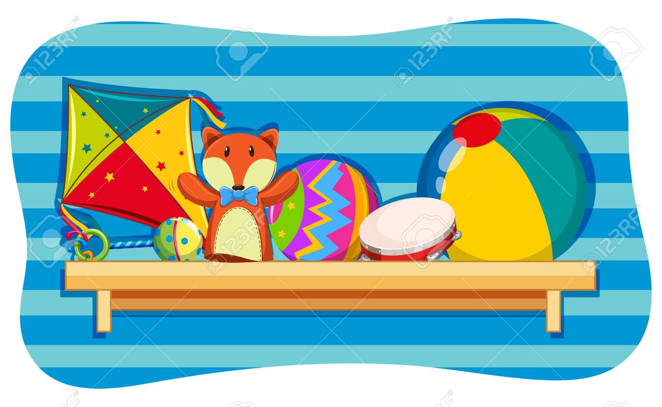 Projeto De Plano De Fundo Com Brinquedos Na Ilustracao De Prateleira Ilustraciones Vectoriales Clip Art Vectorizado Libre De Derechos Image 94424801