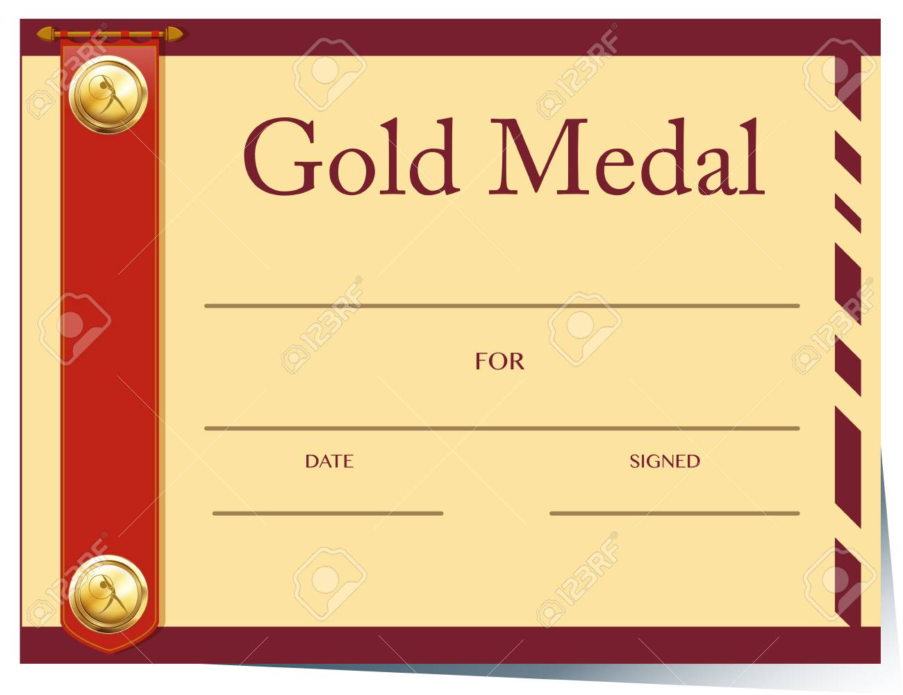 certificate template for gold medal on paper illustration certificate paper template